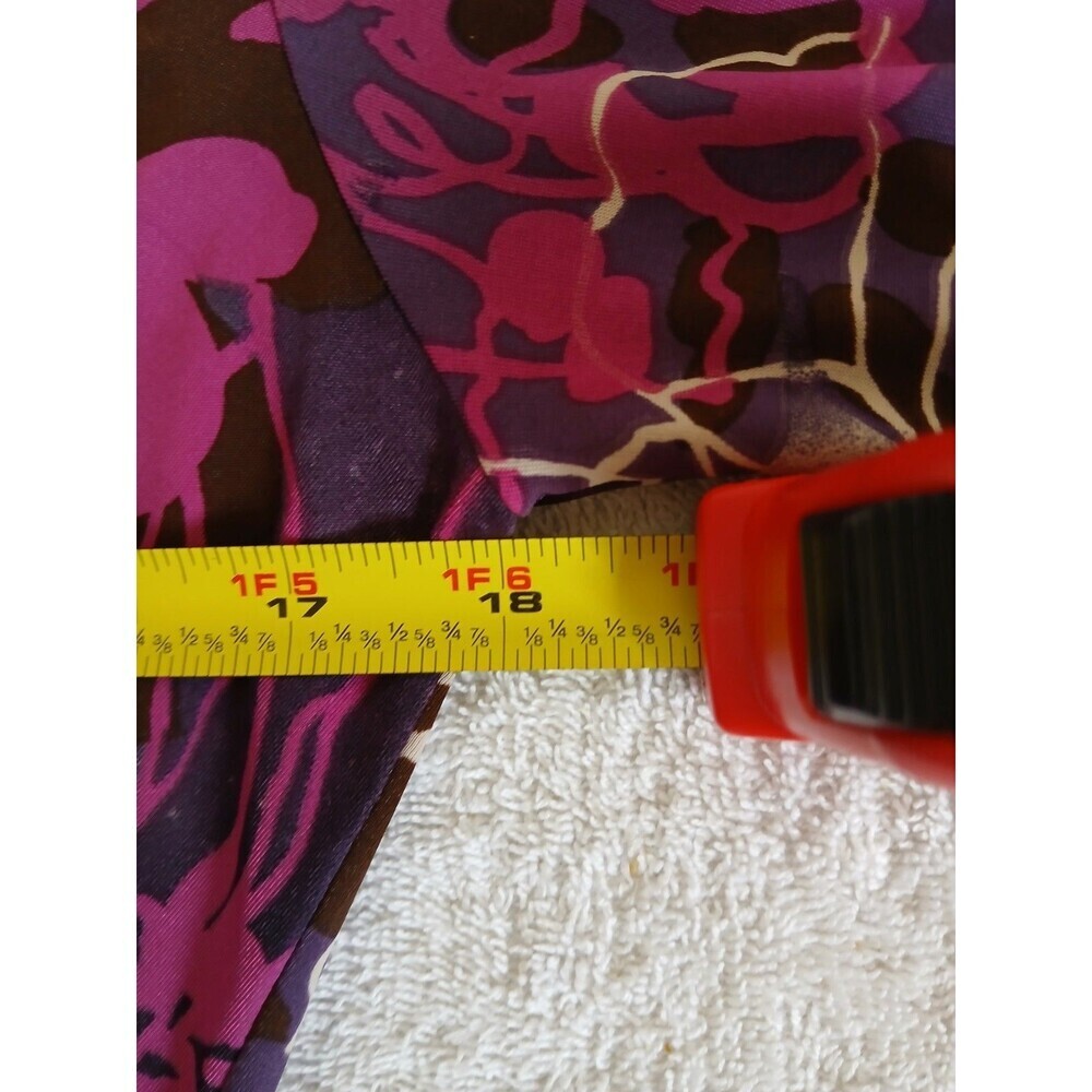 INC International Concepts Woman’s Pink Purple 3/4 Sleeve V Neck Ruched‎  L Y2K - Picture 11 of 14